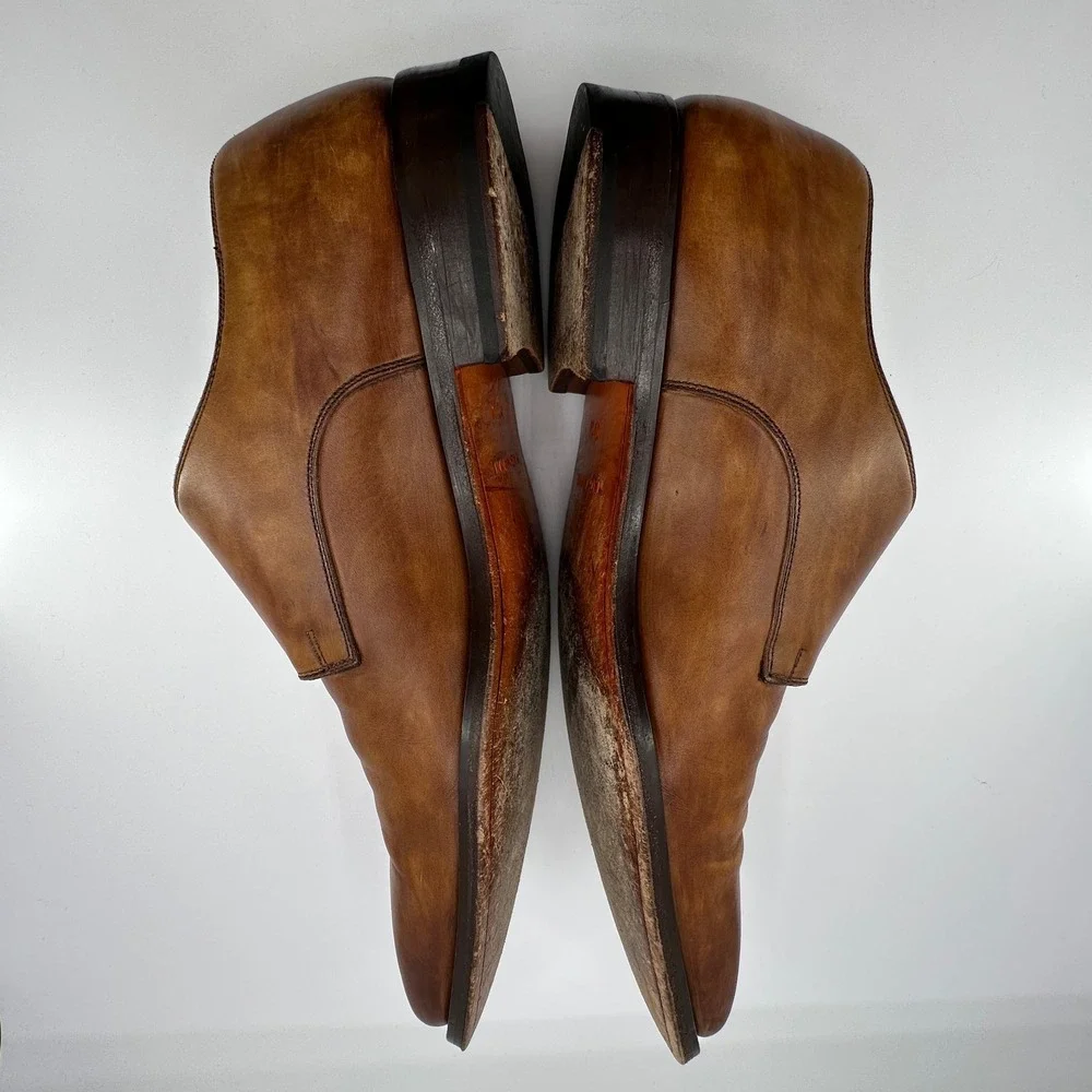 Magnanni Double Buckle‎ Monk Strap Shoes Mens 10M Ramolo Tobacco Brown Leather